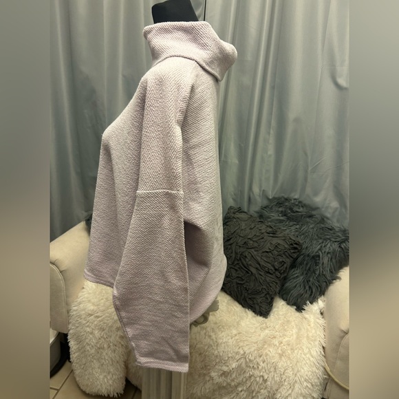 Aerie Cozy Cowl Neck Oversized Sweatshirt lavender textured L 136 - Picture 2 of 7